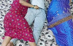 Stepson Shares a Bed with His Desi Stepmom and Her Close Freind,he Got a Chance to Fucked Both of Them..