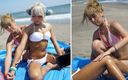 Japan Fetish Fusion: Incontro sulla spiaggia fragoroso spaccato dall&amp;#039;olio: intimo duo di ragazze...