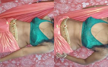 Desi Hot Bhabhiji Wearing Pink Saree in the Bedroom