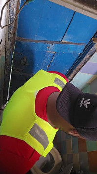 Two Construction Workers Making Out in the Company Bathroom.