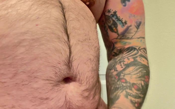 TattedRockerBear: Sexy Tattooed Hairy Chubby Bear Cumming with a Cock Ring