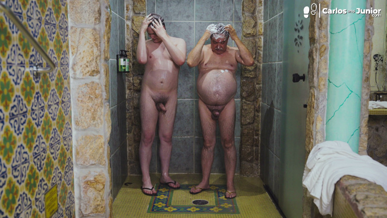 Carlos And Junior: Old Man Taking a Shower with Boy