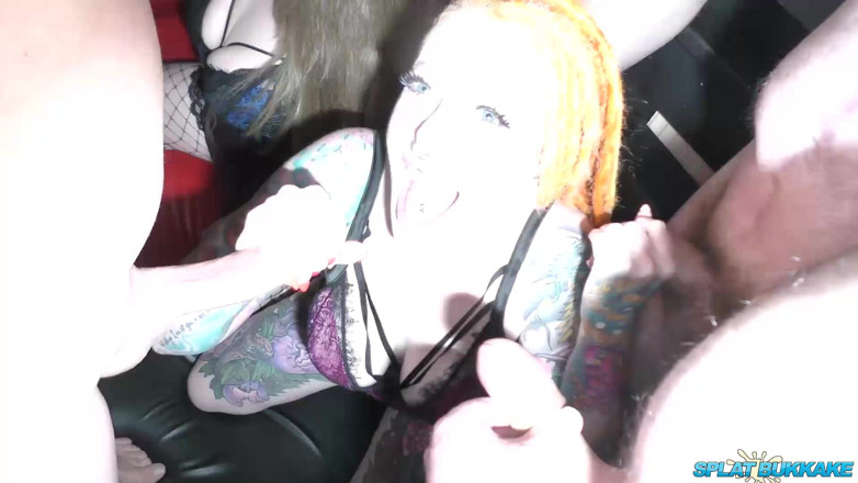 100% Amateur Gangbang and Bukkake from the UK!: Fantástica sessão de leitada com gananciosas putas Piggymouth e Kitten