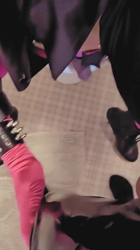 Fetis Leather Bunny Suck Big Dick Mask Pink Dress BDSM Boots Hot Sexy