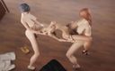3D Hentai Animation: Incredible Threesome Hard Fuck at Work Time