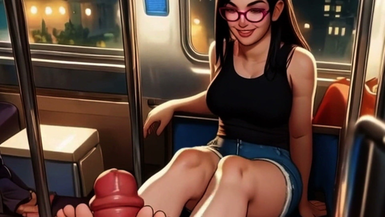 Spicy Toons: Hentai Girl Lin Gives You a Footjob on the Train