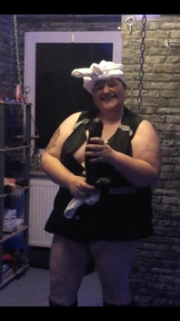 Sexy Housewife in a Lab Coat Cleans Intensively with Sexy Dildos