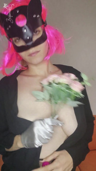Feel My Excitement with My Kitty Mask and Natural Tits
