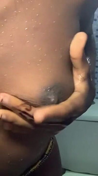 Hot Ebony Babe Bathroom Section Showing off Her Hot Body