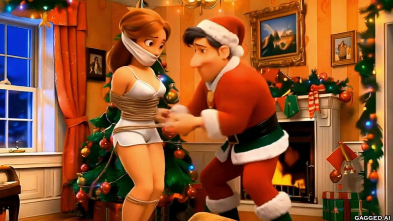 Gagged AI Cartoons: His Ex for Christmas
