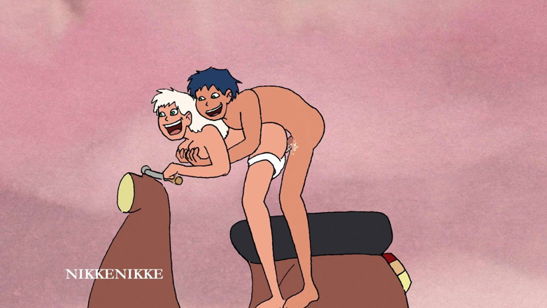Nikkenikke animation: Młody arabski student i piękna blondynka: gorący seks na skuterze.