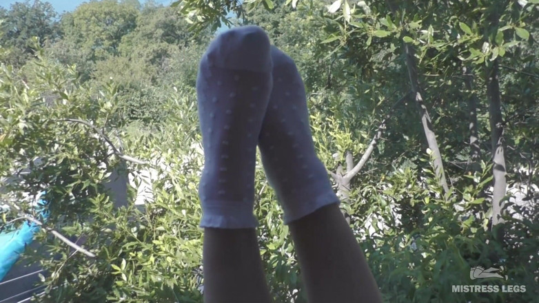 Mistress Legs: Enticing Mistress Legs in white socks greets the morning