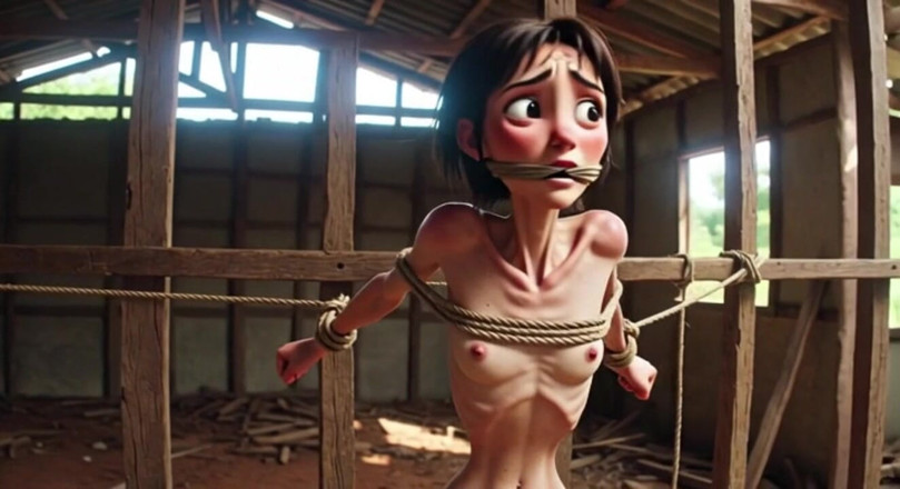 YOUR BEST FANTASY: Extremely Skinny Girl in Bondage - Desperate in Brazilian Construction Site