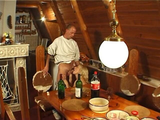 Lucky Cooch: Slutty blonde blowing cock and giving a nice boobjob