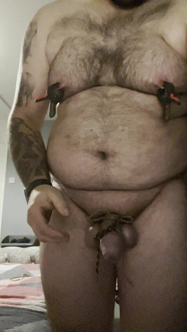Shaun Cbt: Cock Bondage with Clamps Pierced Nipples! I Need New Ideas!