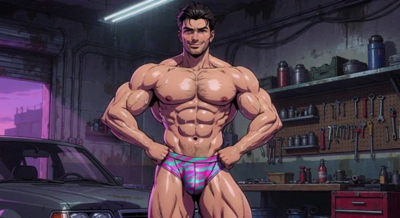 Erotic Man: Ai, hommes musclés, mécanicien, garage