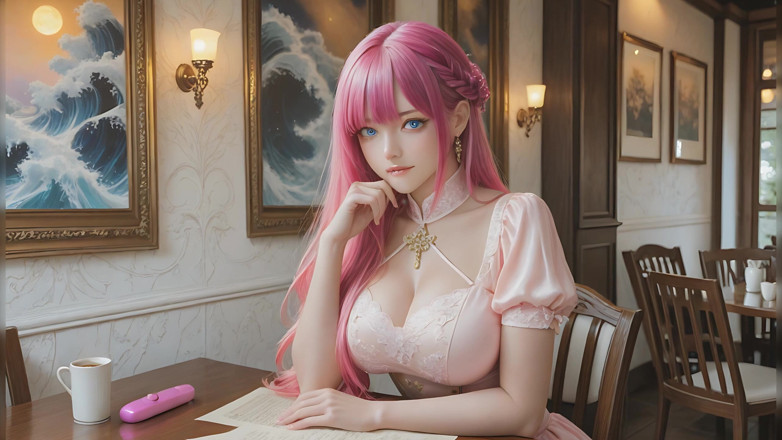LustRender: Panamanian Infernal Priestess Vibrating Tease at Cafe Table