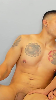 Slim Twink Masturbating with Colombian Macho's Xxl Fat Cock