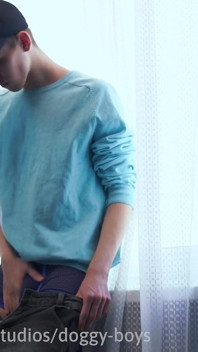 Horny Smooth Athletic Boy Stroking His Impressive Twink Dick