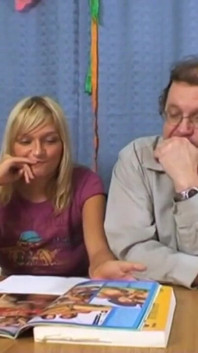 Studying is no fun, the mature man's cock is much more attractive to the willing girl