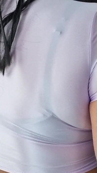 Beautiful and Sexy Sheer Spandex Top and Black Bra with Pointy Tits