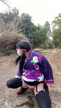 No.112 the Phantom Kimono Beauty Appearing in the Winter Countryside a Crossdresser Walks Through the Sunlit Glade Part 2