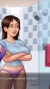 Summertime Saga 03 - Pervert Slut with Huge Big Boobs Loves Making Him Very Horny - Big Boobs MILF Porn Game