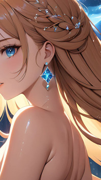 Swirl of light: una bella giovane donna che si strofina i capelli da di lato