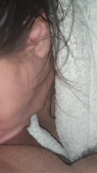 Stepmom Giving Deepthroat Blowjob to Horney Stepson