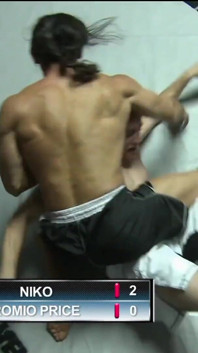 Brunette teen gets facial in the boxing ring