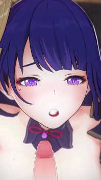Impak Genshin - Adegan seks ghairah Raiden Shogun dan Aether - pengerang manis - animasi hentai 3d