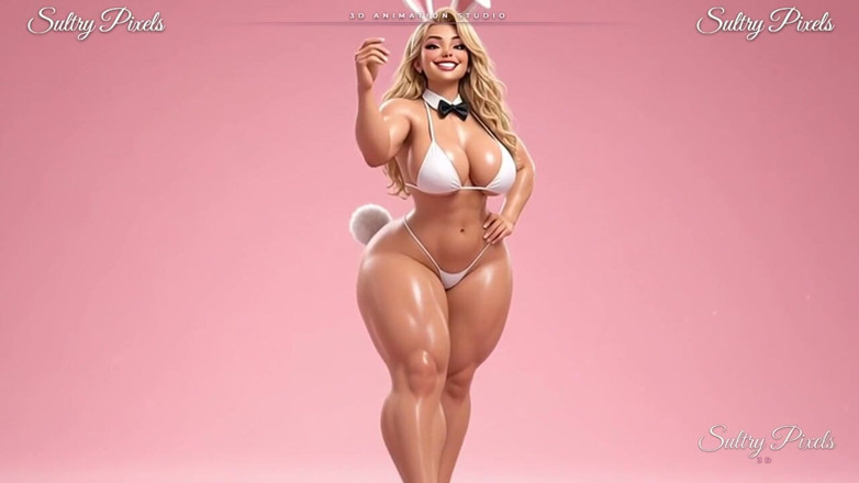 Sultry Pixels 3D: فتاة الأرنب الشقراء العملاقة تظهر لك باطنها الضخم المدهون بالزيت - إغراء Giantess POV