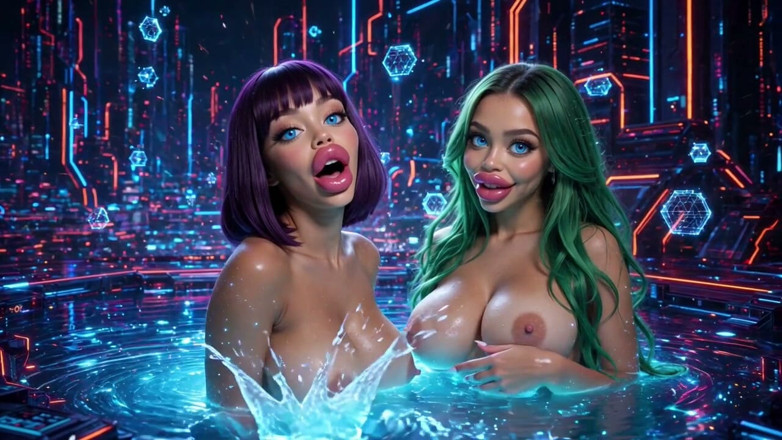 Hot girl dancing: Funny Boobs and Tongue, Ai Animation