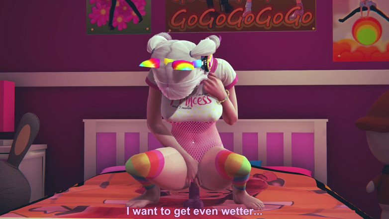 Waifu club 3D: 헨타이를 보고 딜도를 타는 게이머 소녀