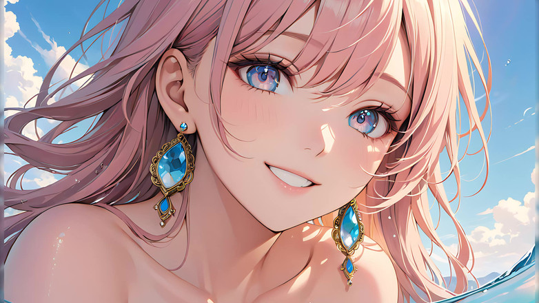 LustRender: Pastellreflektioner: en vacker ung kvinna med mjuk himmel i ögonen