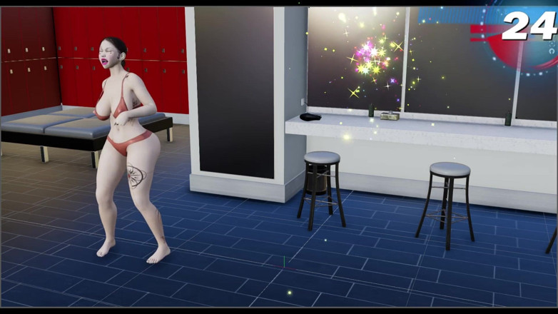Virtual fantasy studio: Gadis seksi toket besar dan pantat 3D dengan tato warna bugil...