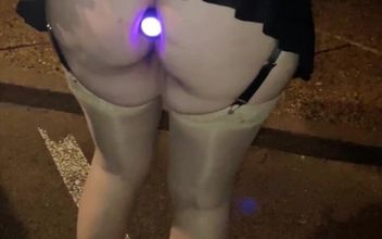 Micro Skirt Big Boobs and Xxl Plug in Public and Gagged in Car