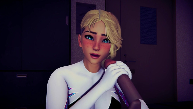 Waifu club 3D: Gwen te branle la bite jusqu'à ce que tu jouisses