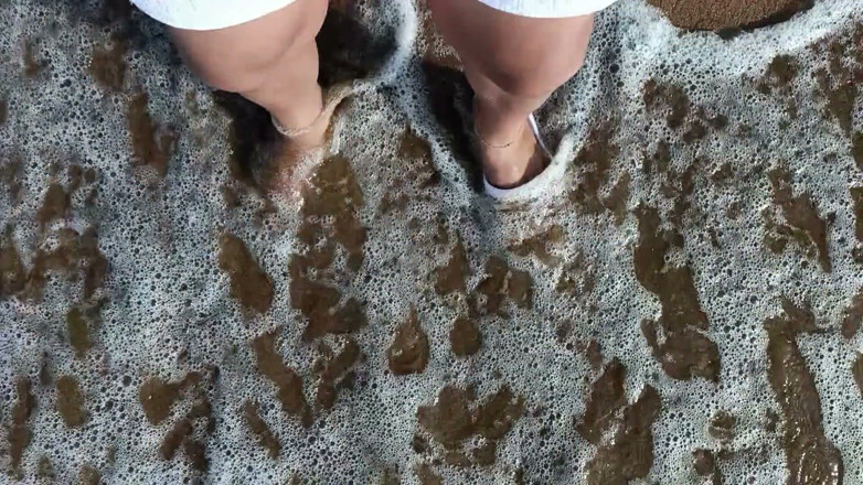 Idmir Sugary: Feet and the Sea Extra Slowmotion - One Foot Barefoot and...