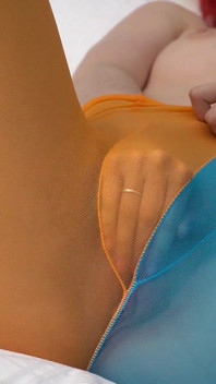 Winter Orange Nd Blue Pantyhose Solo Masturbation Under Cloth