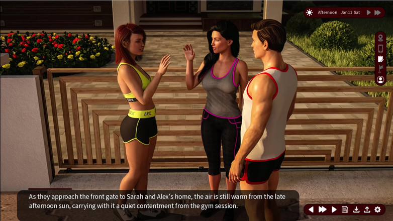 Johannes Gaming: 欲望的耳语 7 sarah和alex和jessica一起去健身房