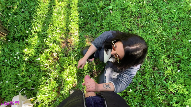 Mia Maripolla: Forest Handjob: a Couple Gets Naughty - She Flashes Her Tits...
