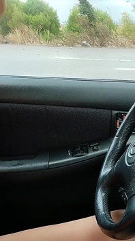 Outdoors Pedal Pumping Woman Car Problems Desperate Girl