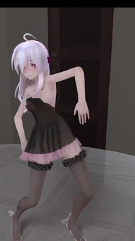 [mmd] slabý čokoládový krém černé hedvábné šaty anální serra korálkový vzor obscénní