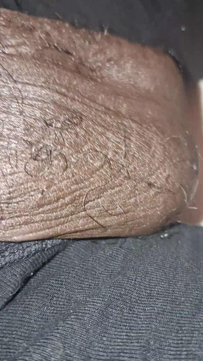 Chocolate Meat Stick: Stroking Big Black Uncut Dick Through Underwear