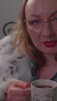 Bitchy Stepmom in White Fur Coat Spits in Your Tea & Gives You a Messy Humiliating Blowjob POV