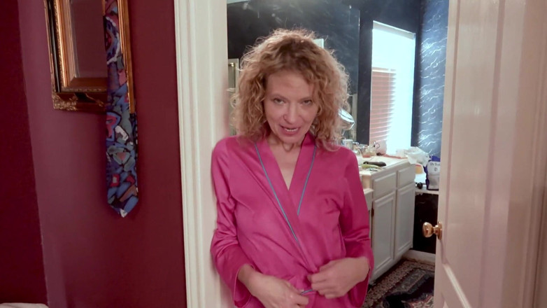 Curly blonde slut Sharon: Massage by Sharon