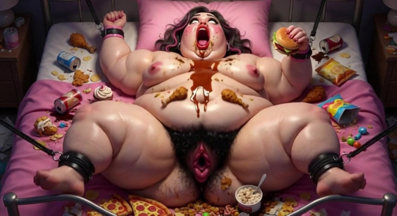 YOUR BEST FANTASY: Obesa gordinha em cativeiro cercada por comida - implorando por pau...