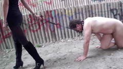 Femdom Austria: Teen plays outside with her pet... play!