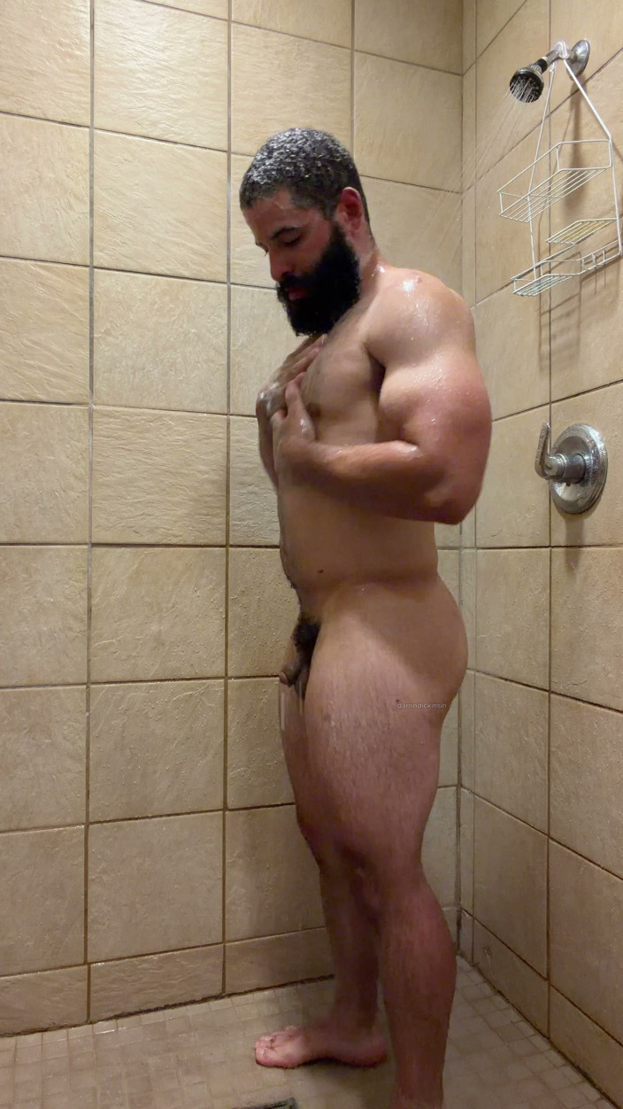 mascbeef95: Muscle Cub with Dildo in Gym Showers